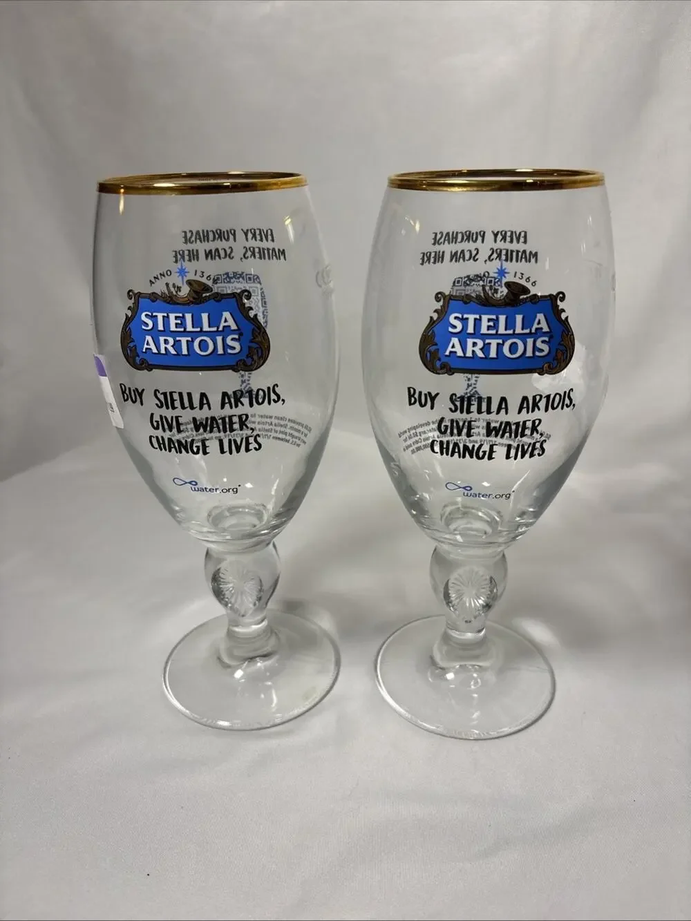 Stella Artois Limited Edition ‘Water.org’ Buy Stella-Give Water Glass Set of 2